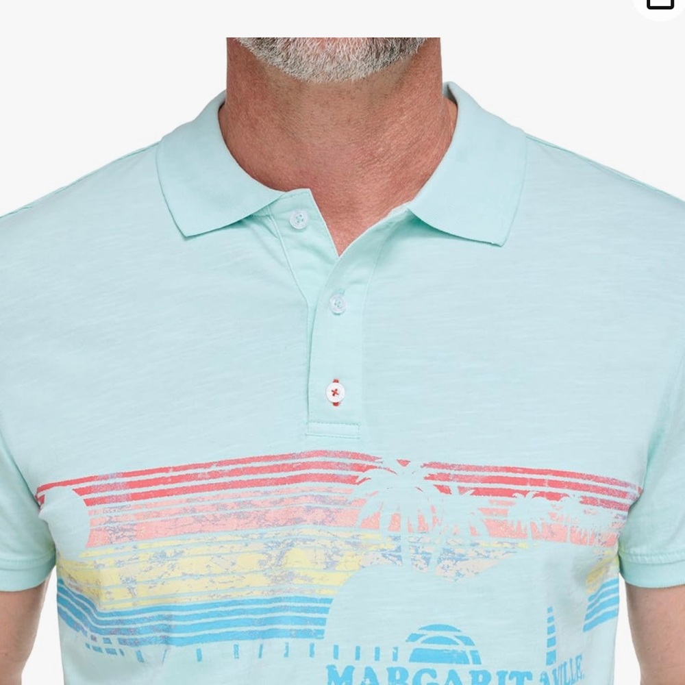 Margaritaville Island Reserve Guitar Scene Polo Shirt Mens L